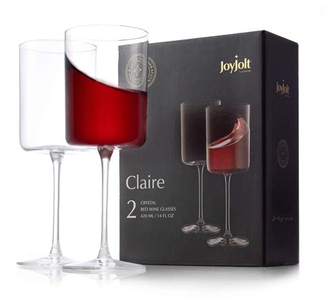 Set of two crystal red wine glasses 